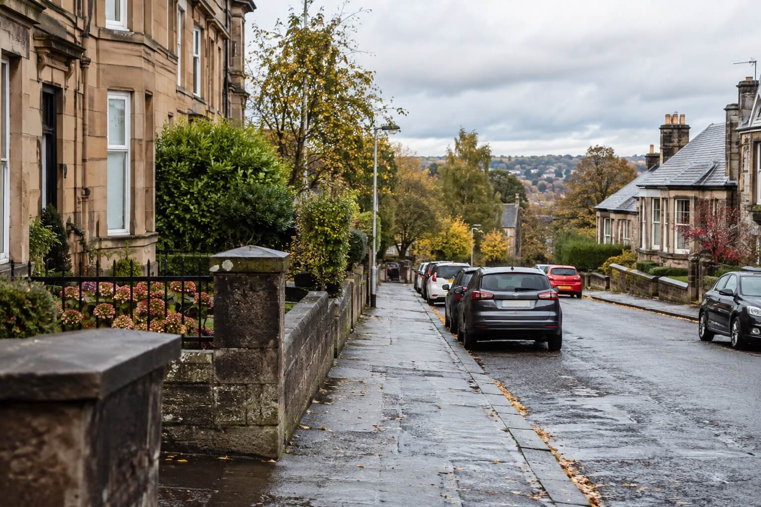 A residential street of houses in Renfrewshire